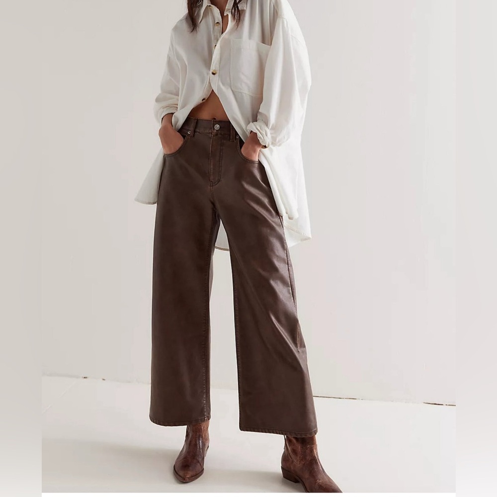 Free People Misha Vegan Barrel Leg Pants